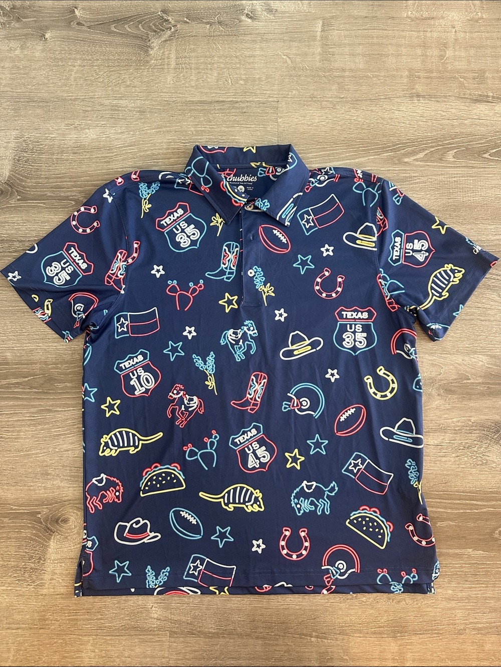 Chubbies Navy Multicolor Texas Icon Polo